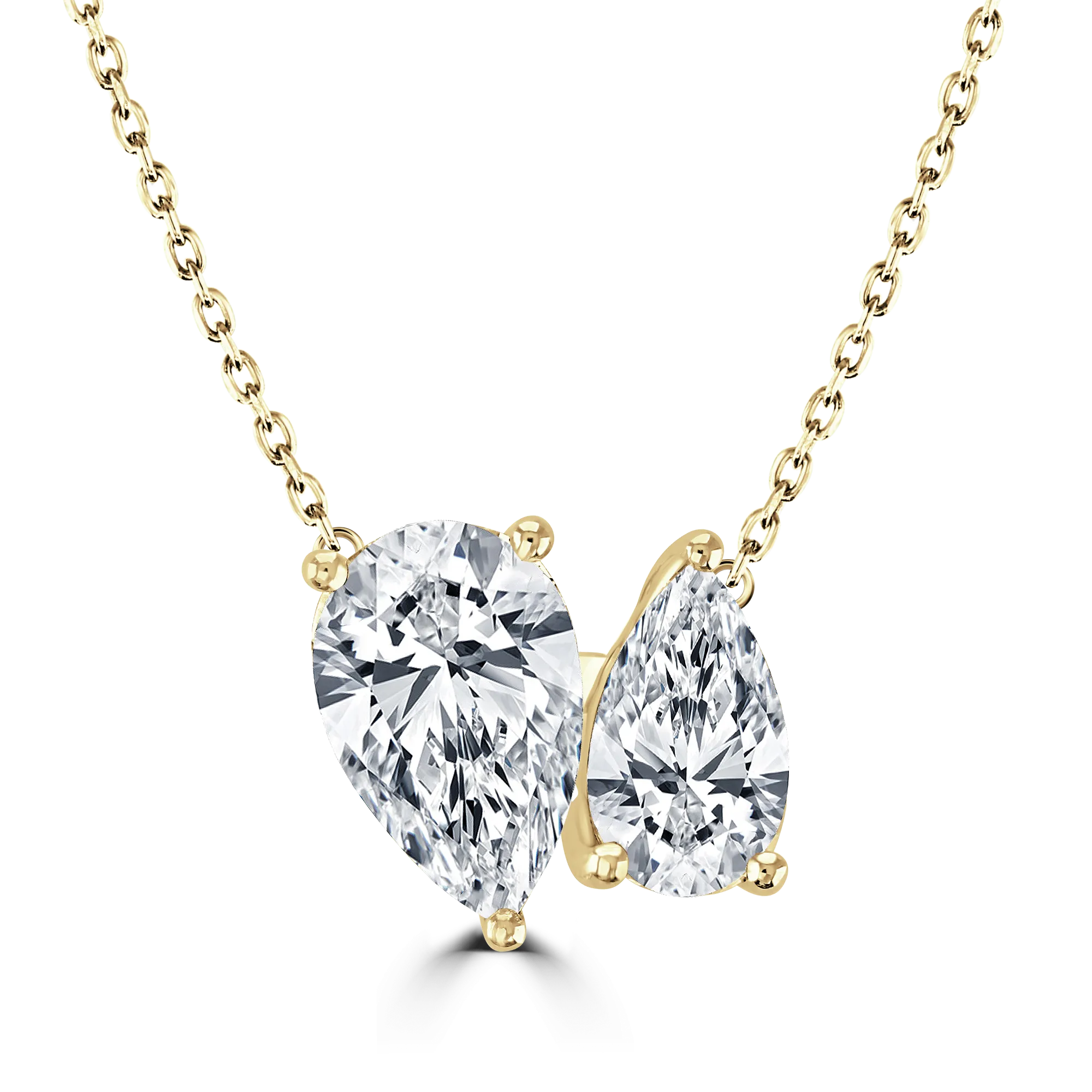 18ct YG Toi Et Moi Claw Set Pendant With Chain
