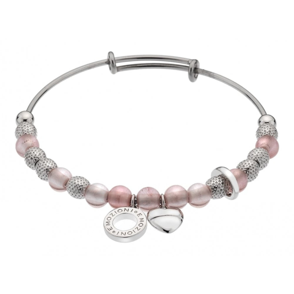 Silver Tone ULA Bangle With Rose Quartz