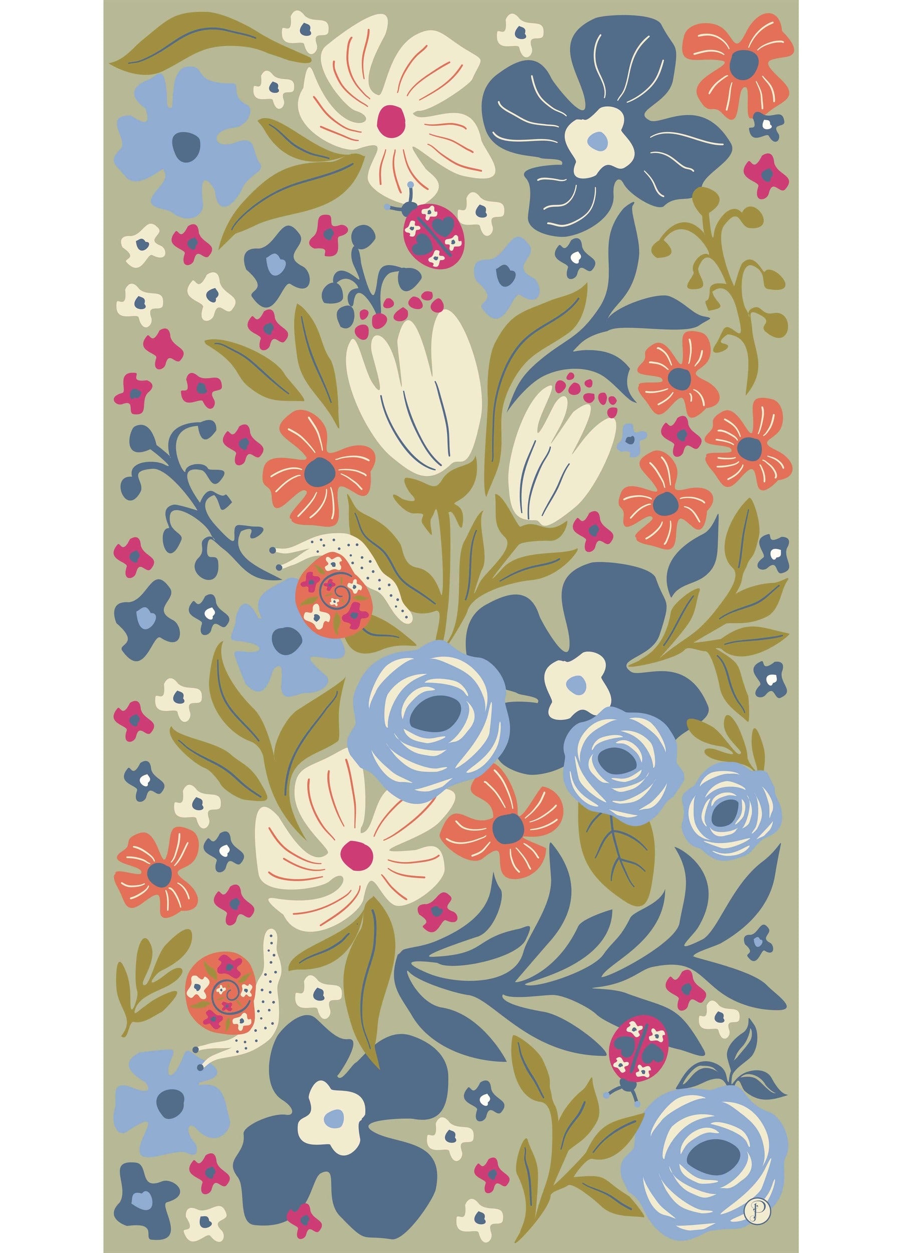 Garden Friends in Wild Flowers Print Scarf