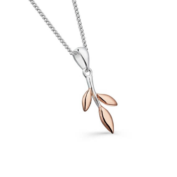 Origins Rose Gold Plated Stem & Leaves Pendant Necklace