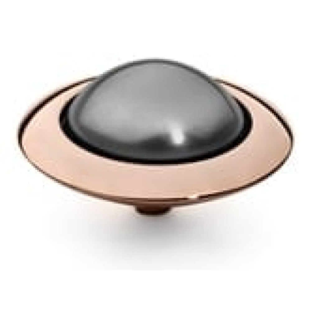 Famosa Tondo 16mm Dark Grey Pearl In Rose Gold Plated Ring Top