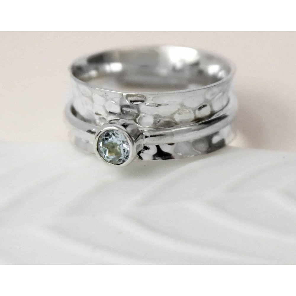 Blue Topaz Cut Spinning Ring