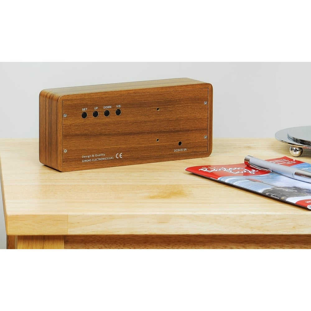 Slab Teak Click Clock/Red LED