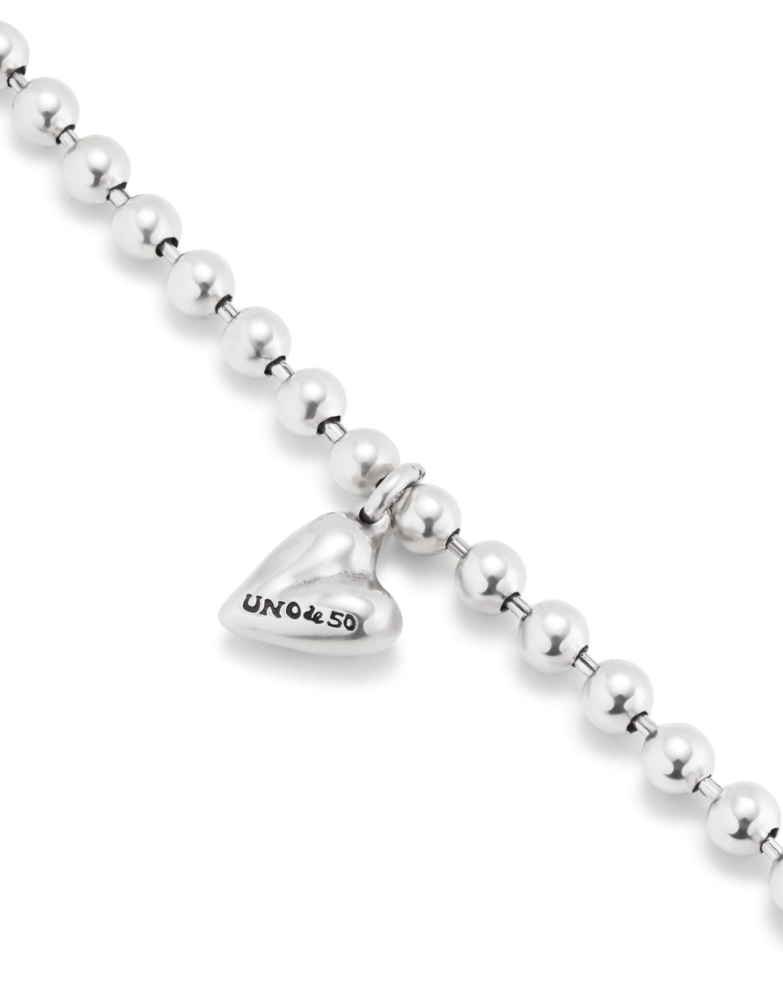Silver Plated Beads Bracelet With Heart Charm