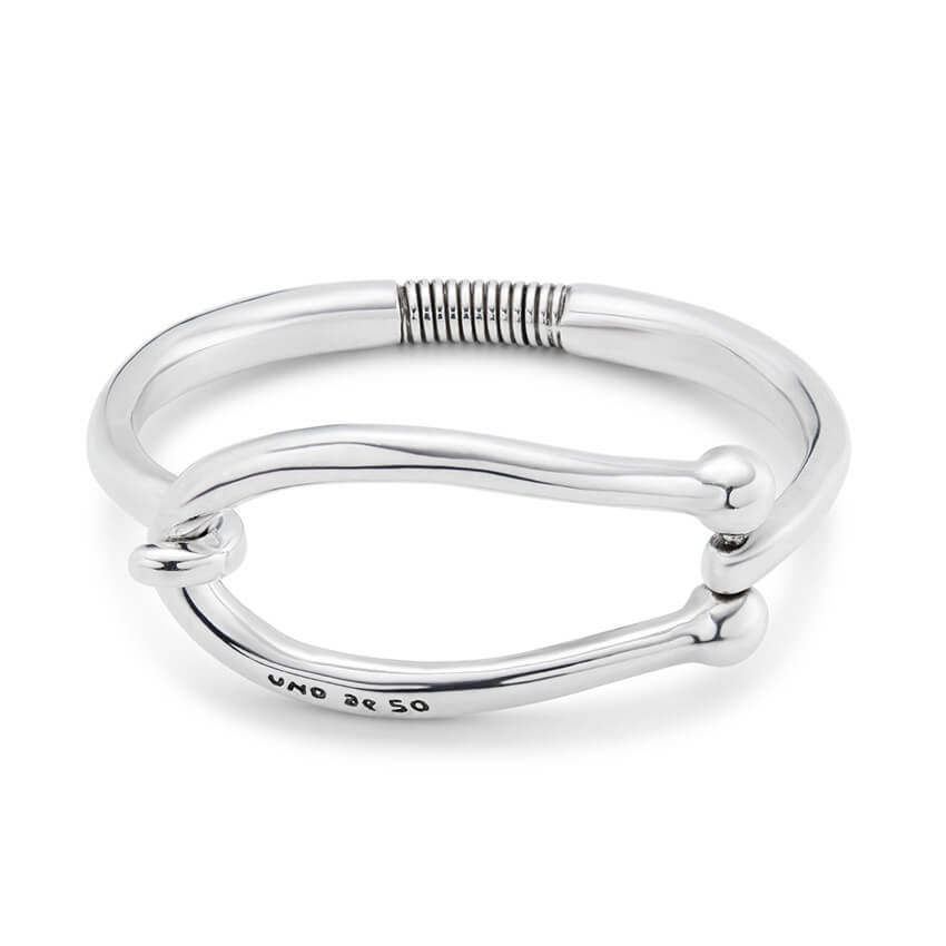 Silver Plated Bracelet With Large Link & Inner Spring