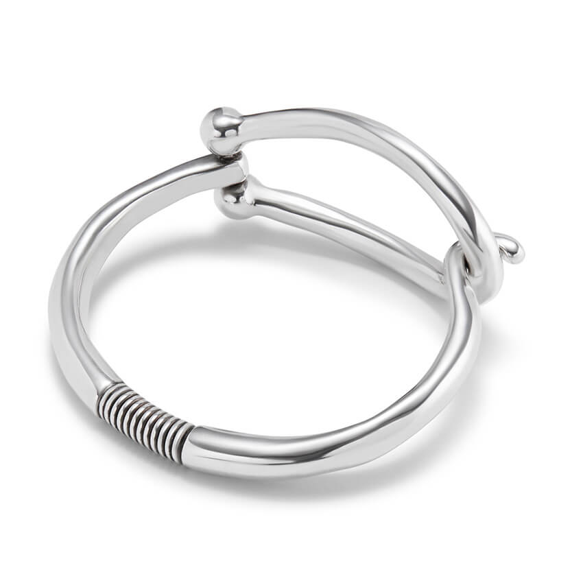 Silver Plated Bracelet With Large Link & Inner Spring