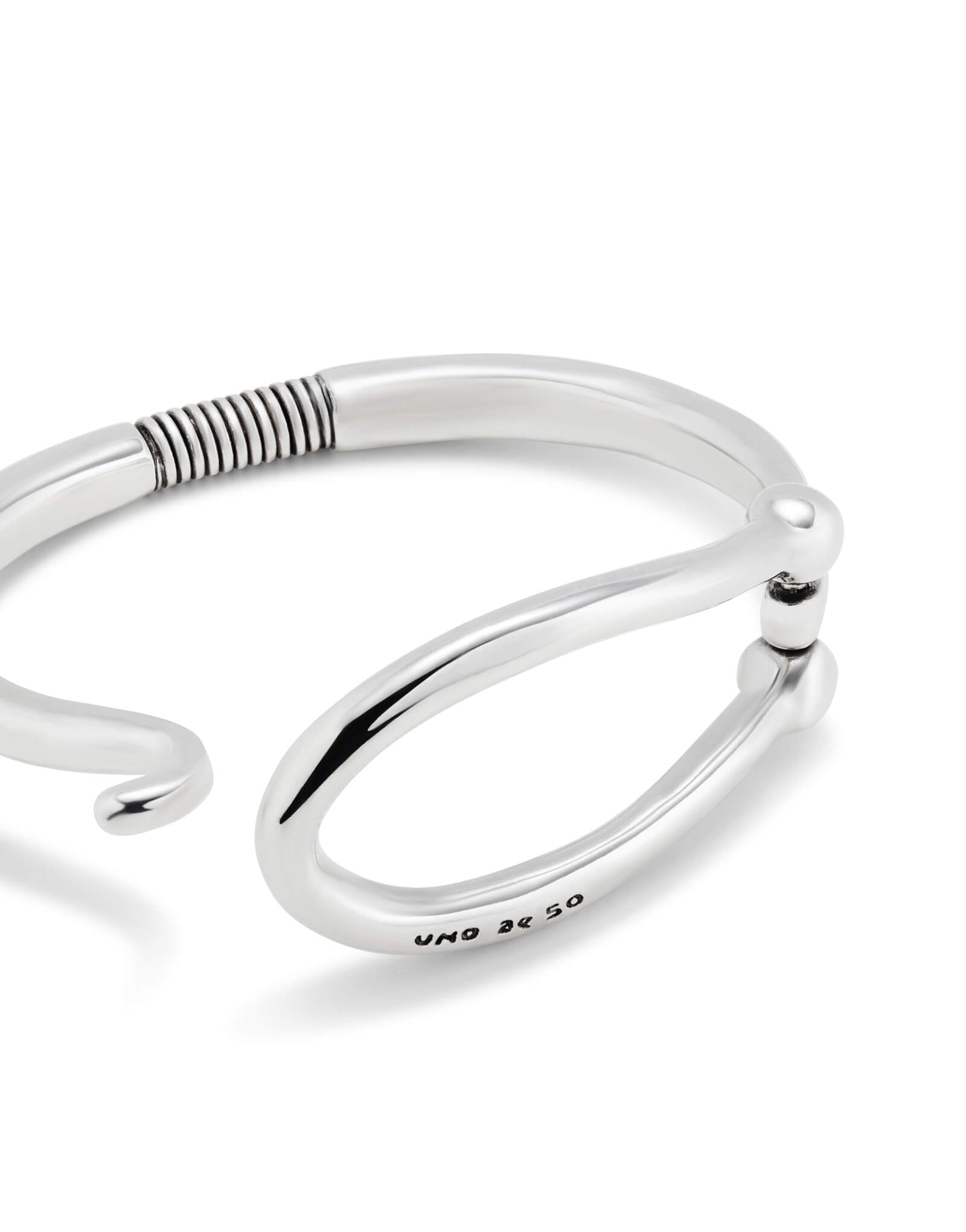 Silver Plated Bracelet With Large Link & Inner Spring