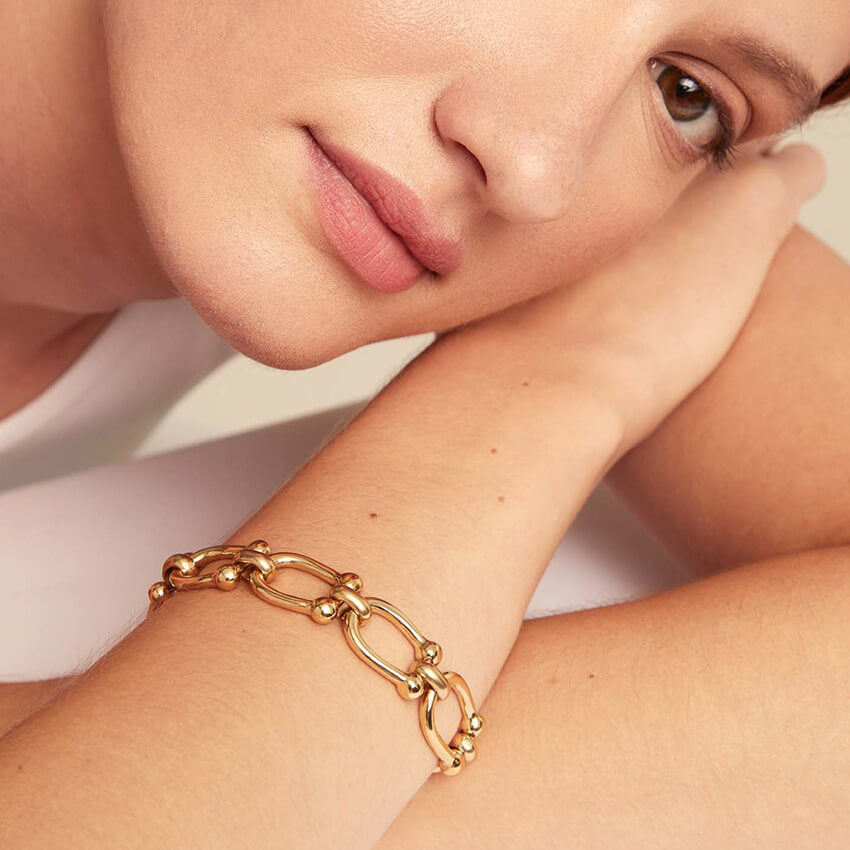 18k Gold Plated Oval Sized Links Bracelet