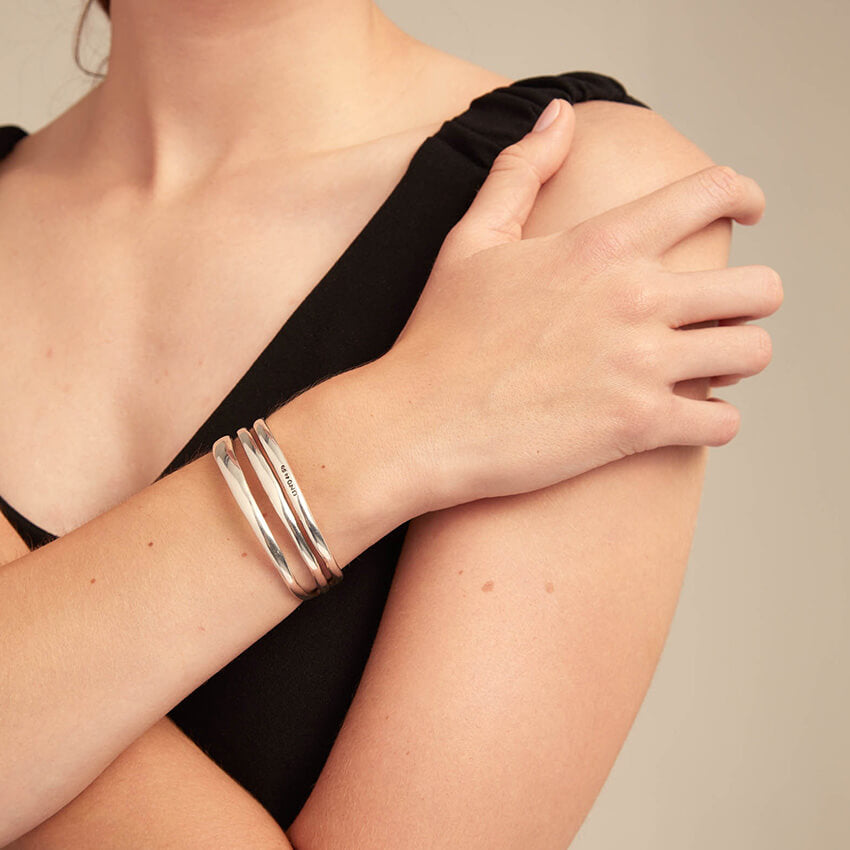 Tripple Rigid Silver Plated Cuff Bracelet