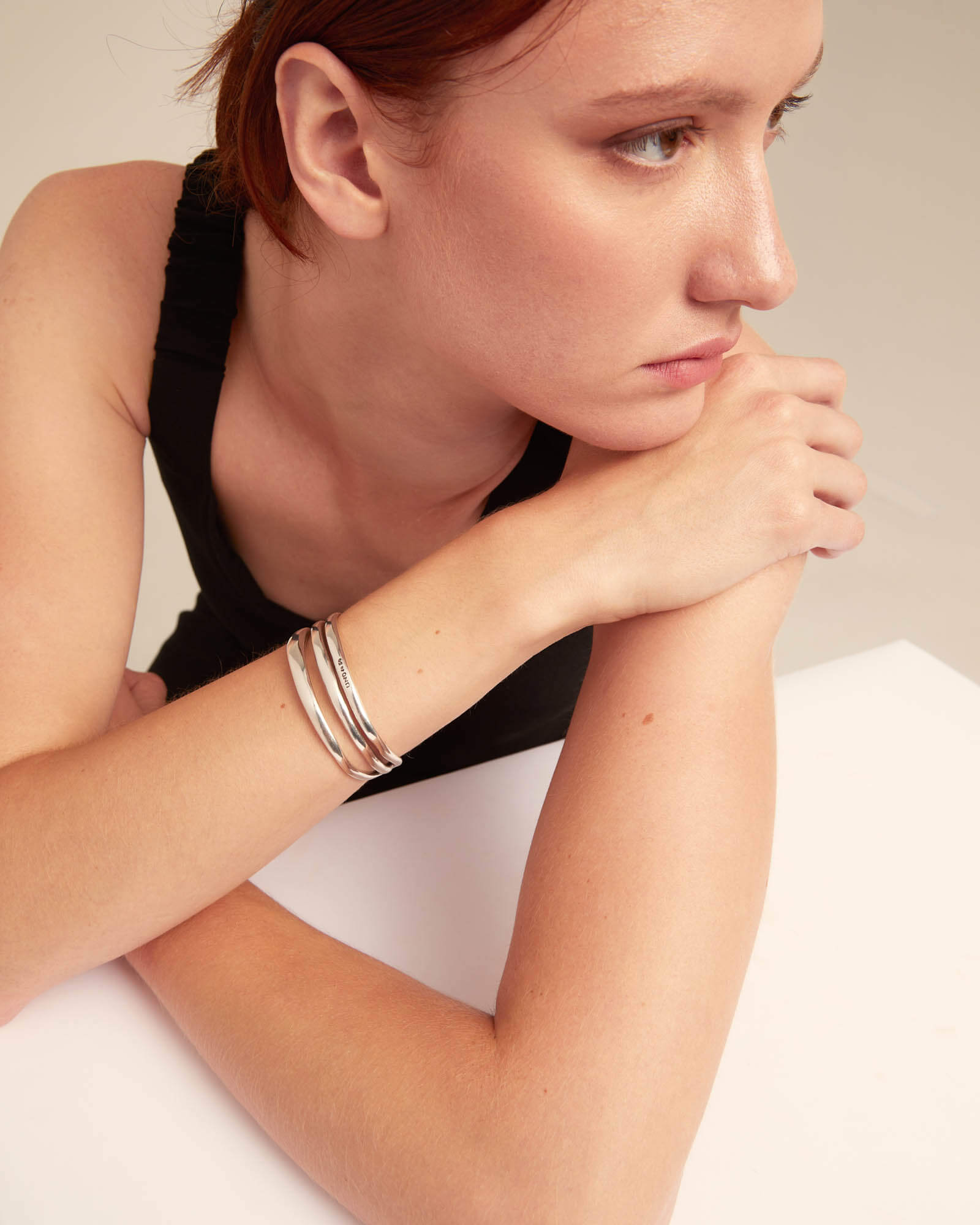 Tripple Rigid Silver Plated Cuff Bracelet