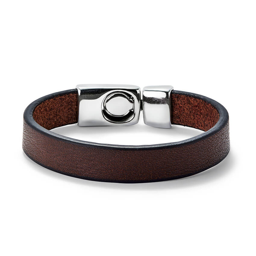 Brown Leather Bracelet With Silver Plated Clasp