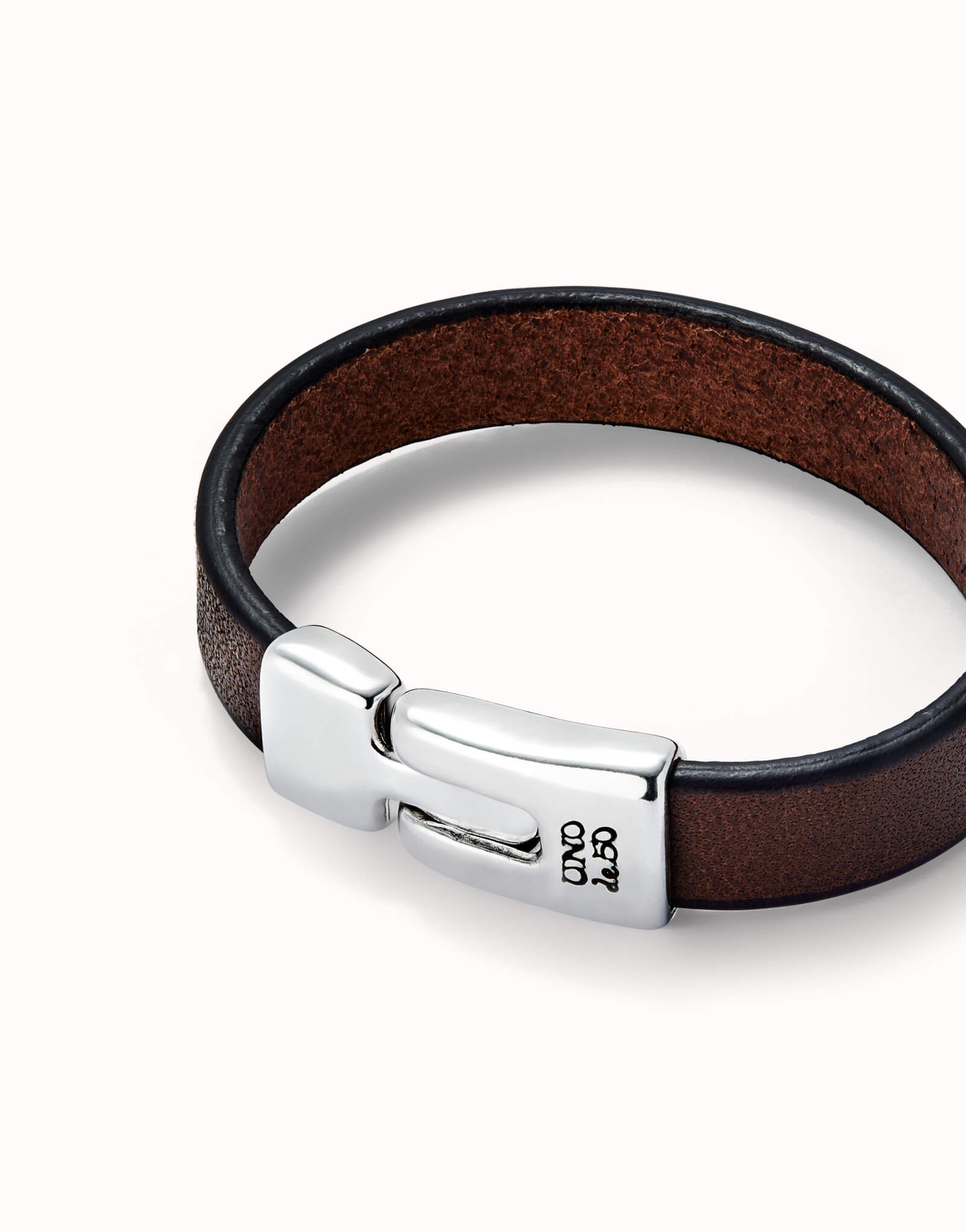 Brown Leather Bracelet With Silver Plated Clasp