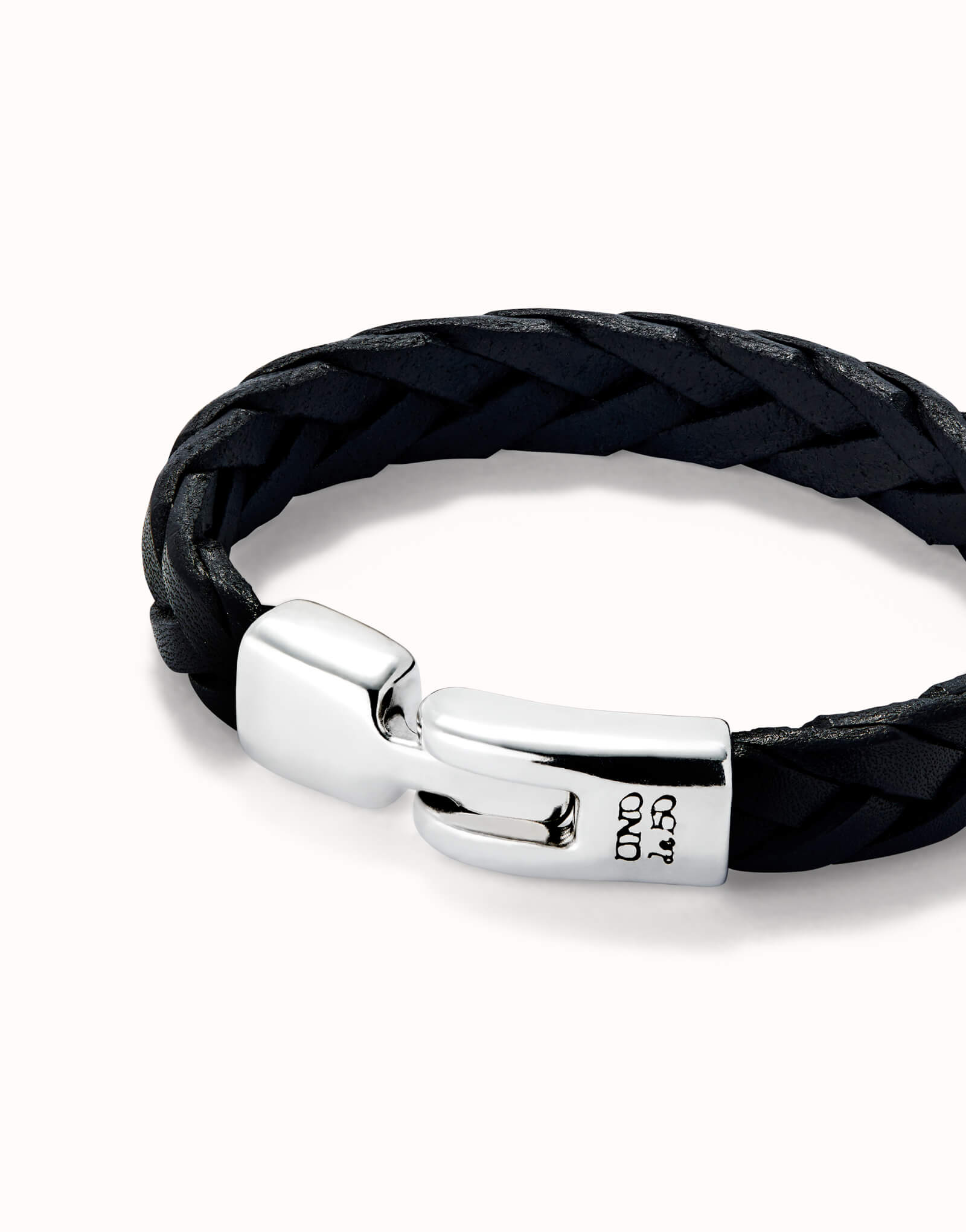 Black Braided Leather Bracelet With Silver Plated Clasp