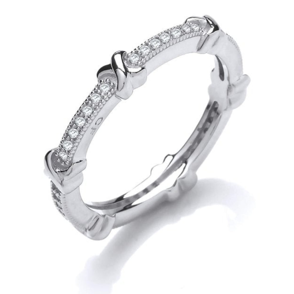Silver Delicate CZ Bows Ring Size 6/L