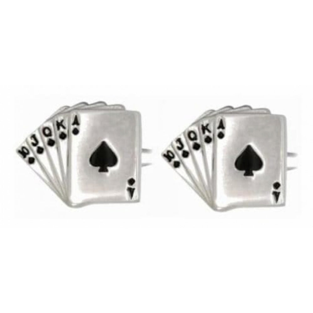Rhodium Plated Playing Cards Cufflinks