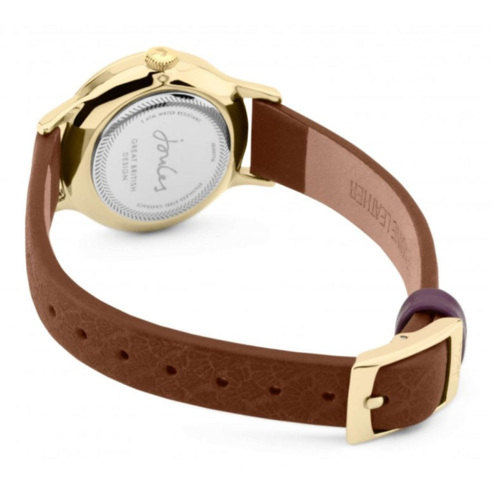 Tan Leather Strap White Dial & Gold Tone Case Ladies Watch