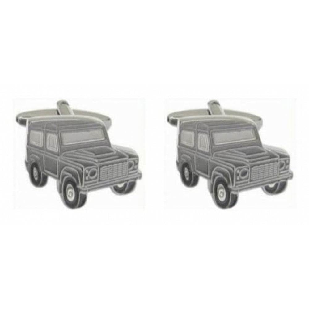 Rhodium Plated Landrover Cufflinks