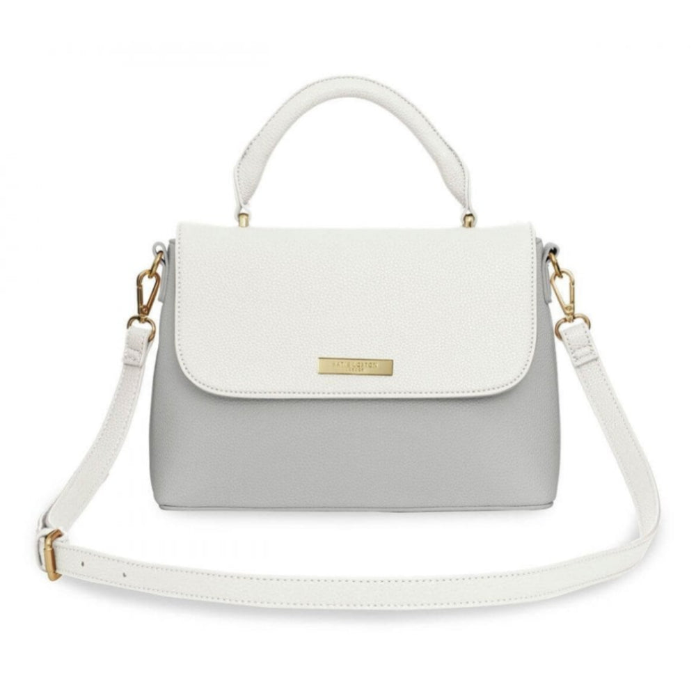 Talia Two Tone Messenger Bag | White And Pale Grey | 19.5 X 24.5 X 8cm