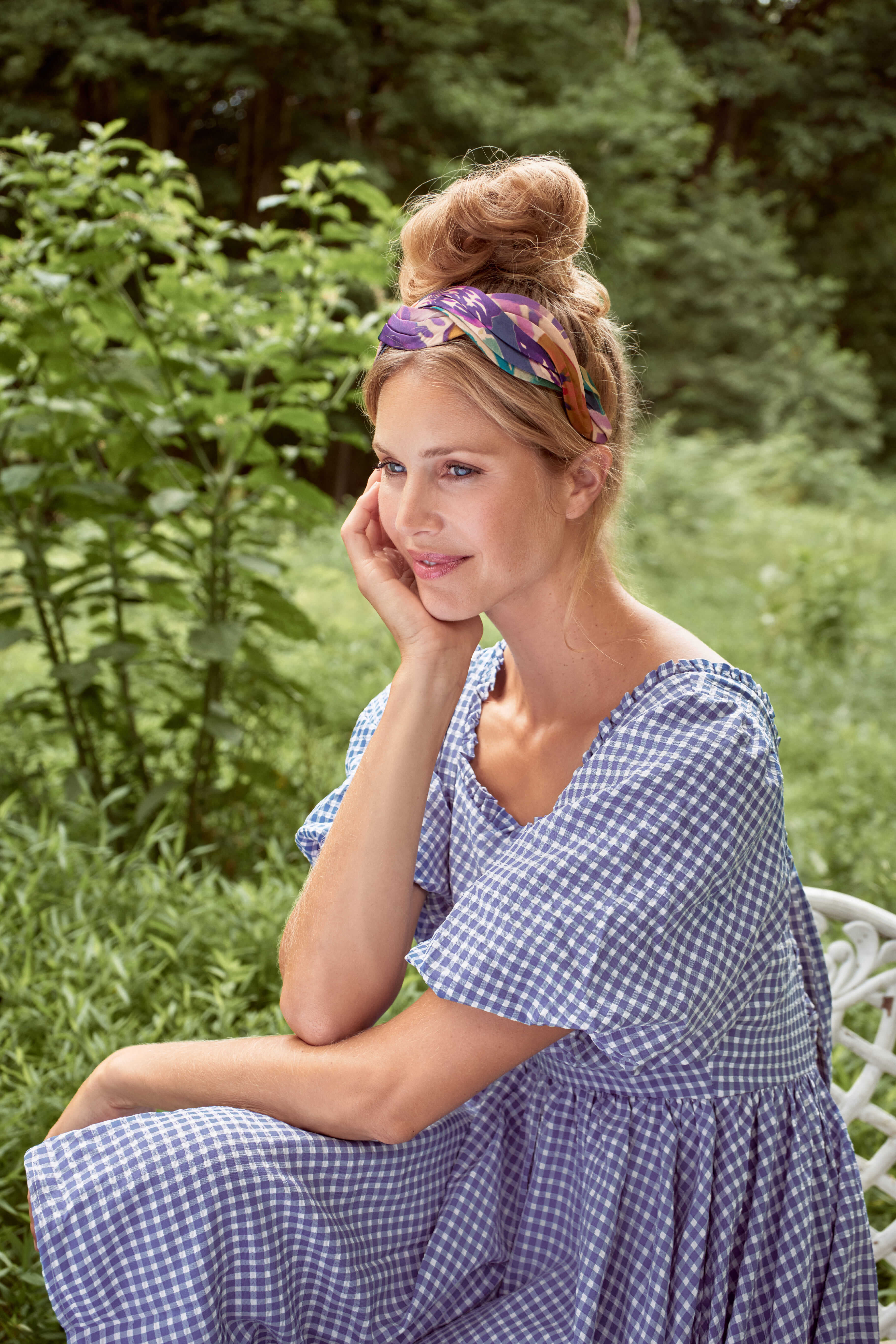 Orchid & Iris Twisted Satin Headband - Coconut