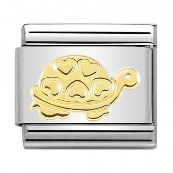 Composable Classic Gold Turtle with Hearts Link