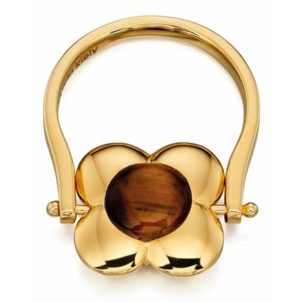 Tiger's Eye Inlay Gold Plated Rotating Ring