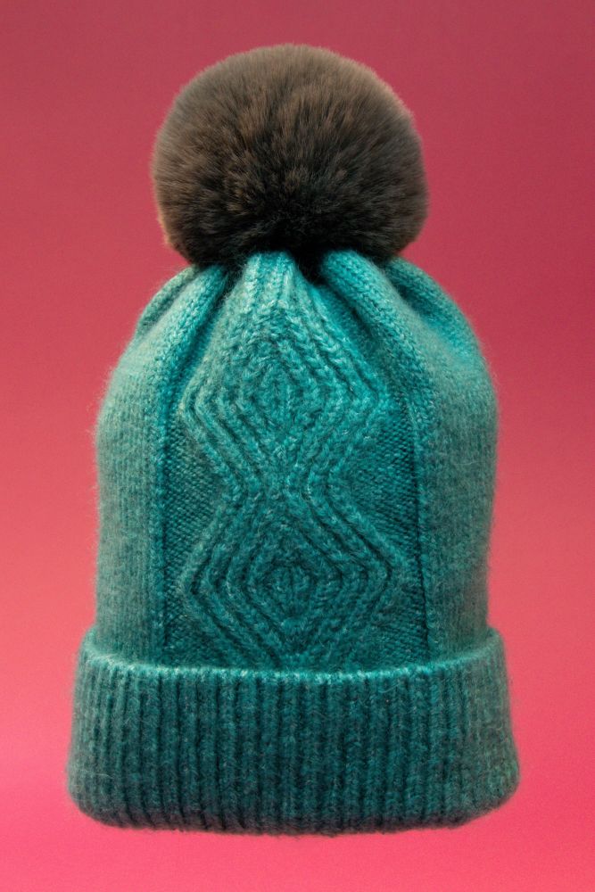 Ingrid Bobble Hat- Teal