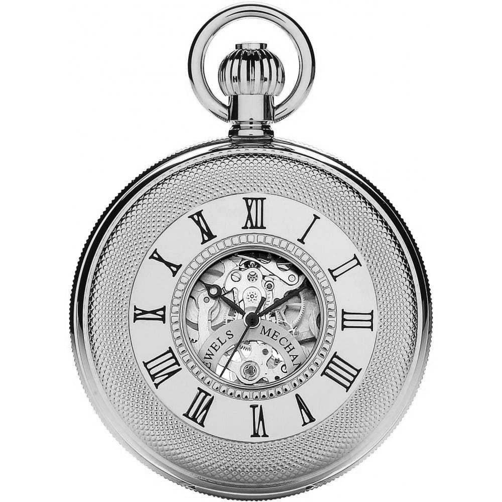 Royal London Chrome Double Half Hunter Mechanical Pocket Watch