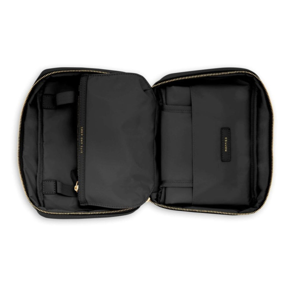QUICK CHANGE BABY ORGANISER WITH CHANGING MAT - SQUEAKY CLEAN - Black - 16x25x9cm