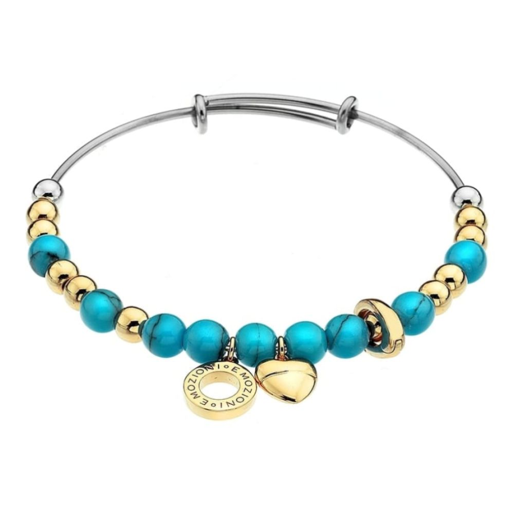 Emozioni Yellow Gold Plate Faux Turquoise Bangle