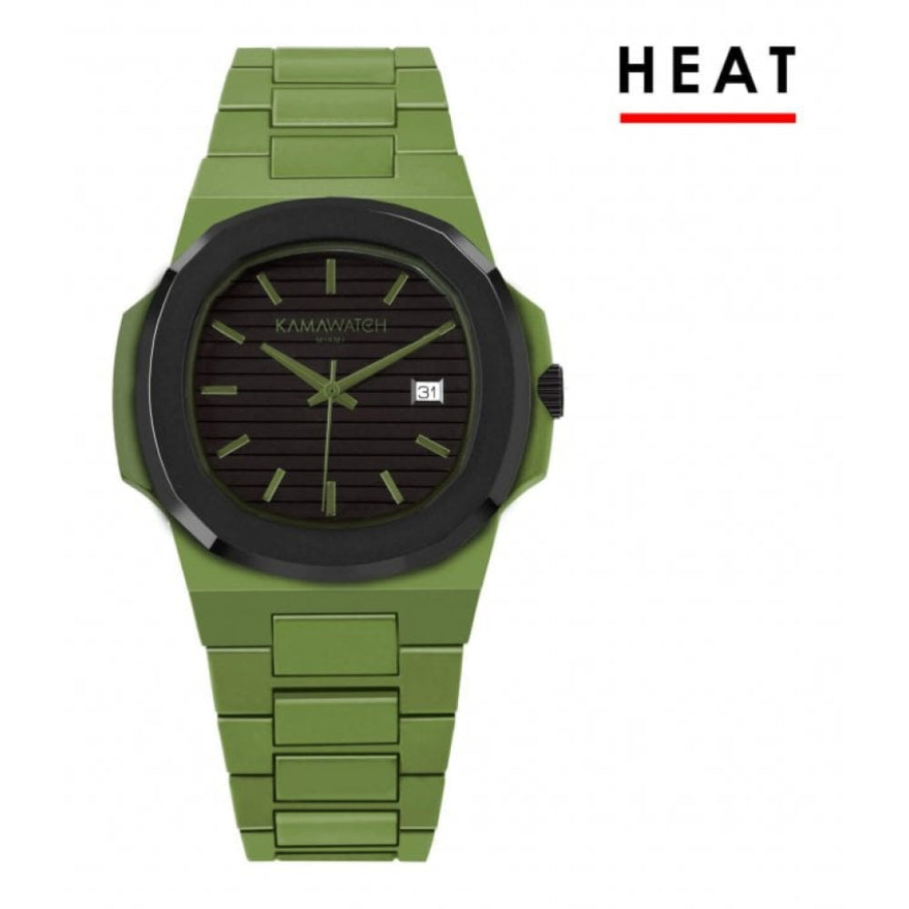 Vintage Force Black & Green Strap Wristwatch