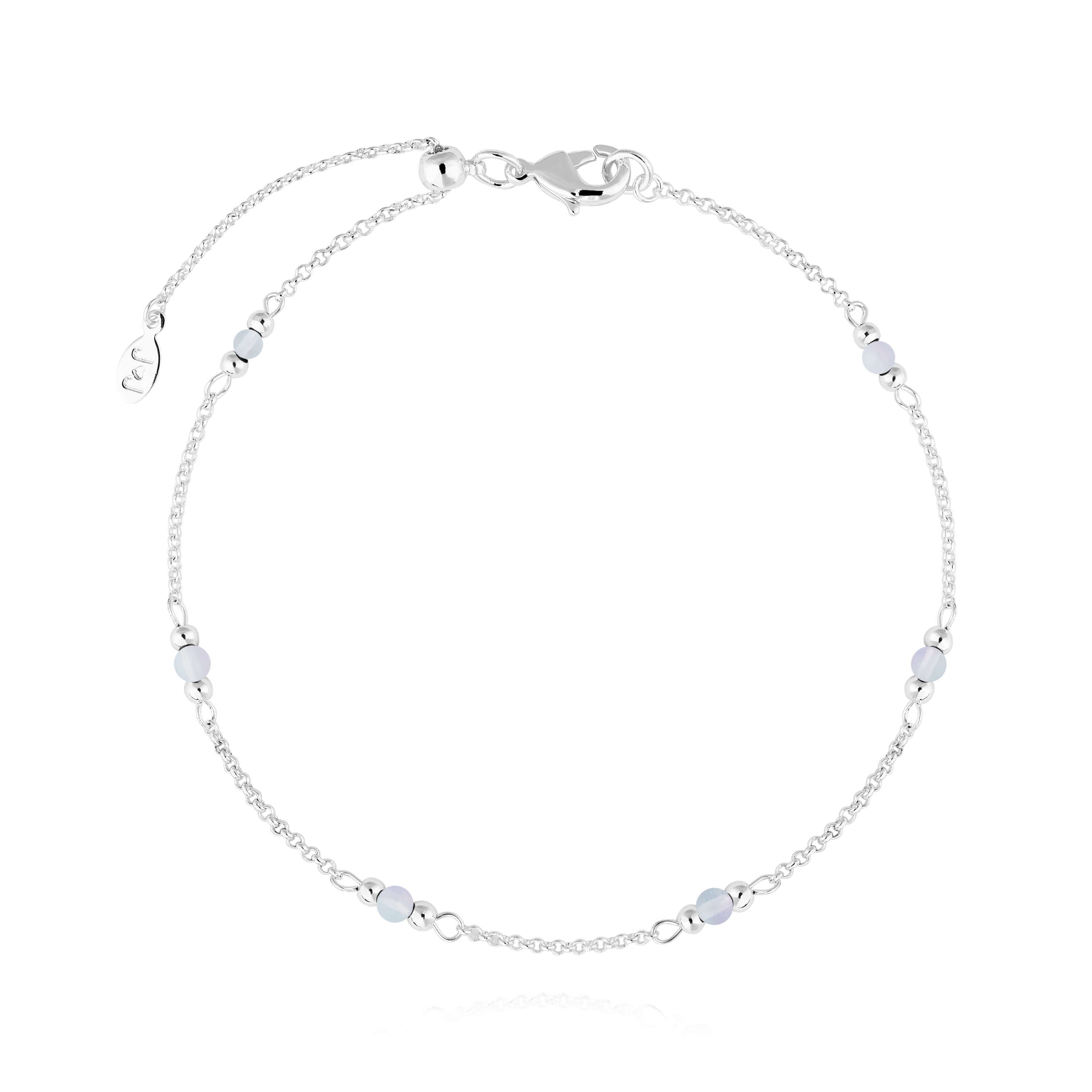 Anklet | Birthstone June Moonstone | Silver | 26cm Adjustable