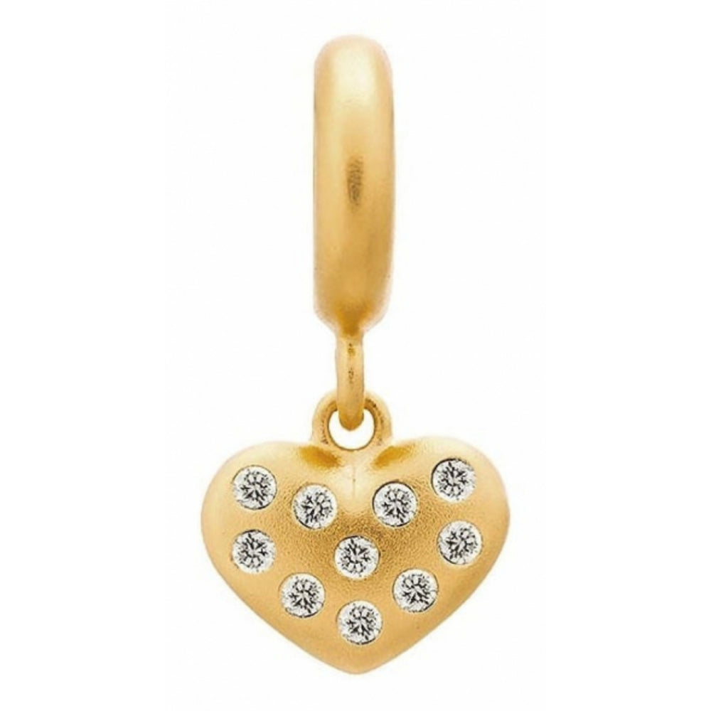 Gold Heart with Clear CZ Stones Charm