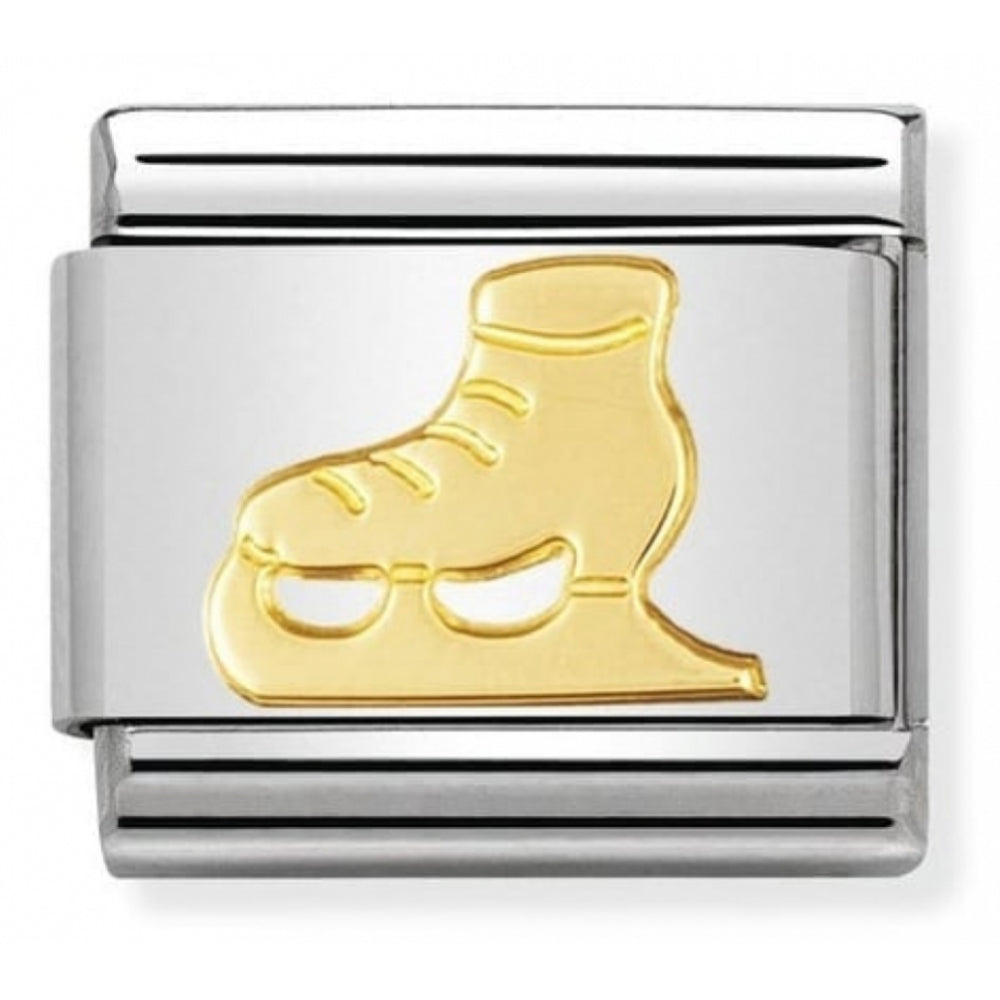 Classic Ice Skate In Stainless Steel With 18k Gold Charm