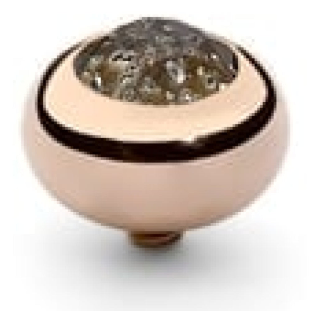 Famosa Tondo 10mm Black Patina Rose Gold Plated Ring Top