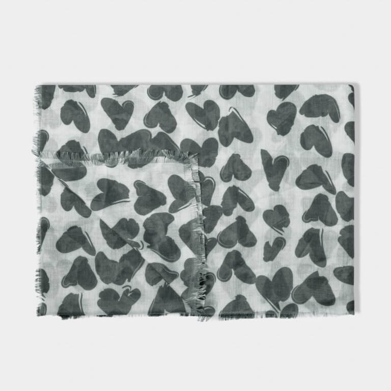Abstract Heart Scarf White / Light Navy