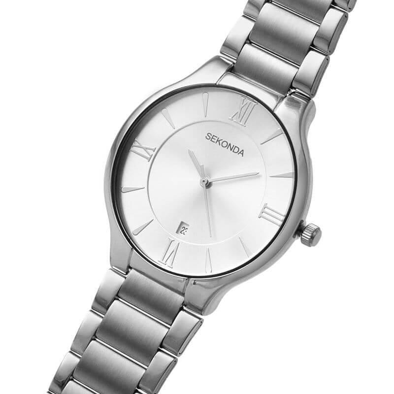 Silver Case with Silver White Dial & Stainless Steel Bracelet Men's Watch