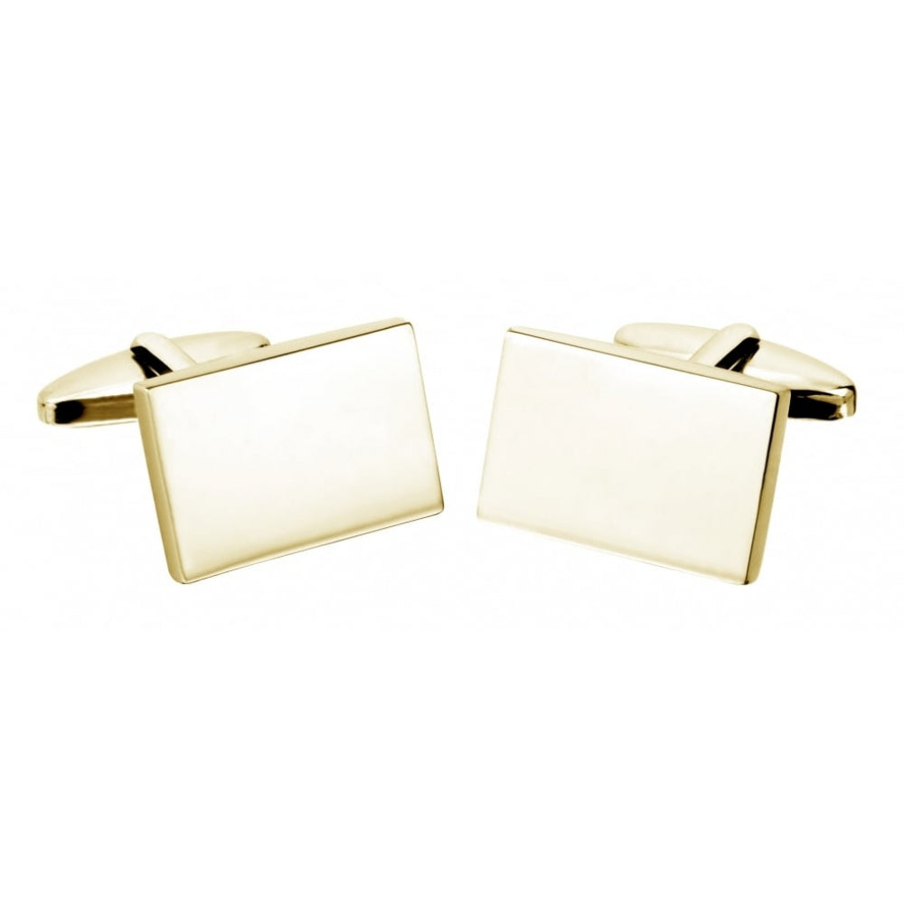Rectangular Gold Tone Plain Finish Cufflink