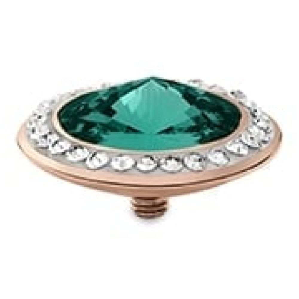 Famosa Tondo Deluxe 16mm Emerald In Rose Gold Plated Ring Top