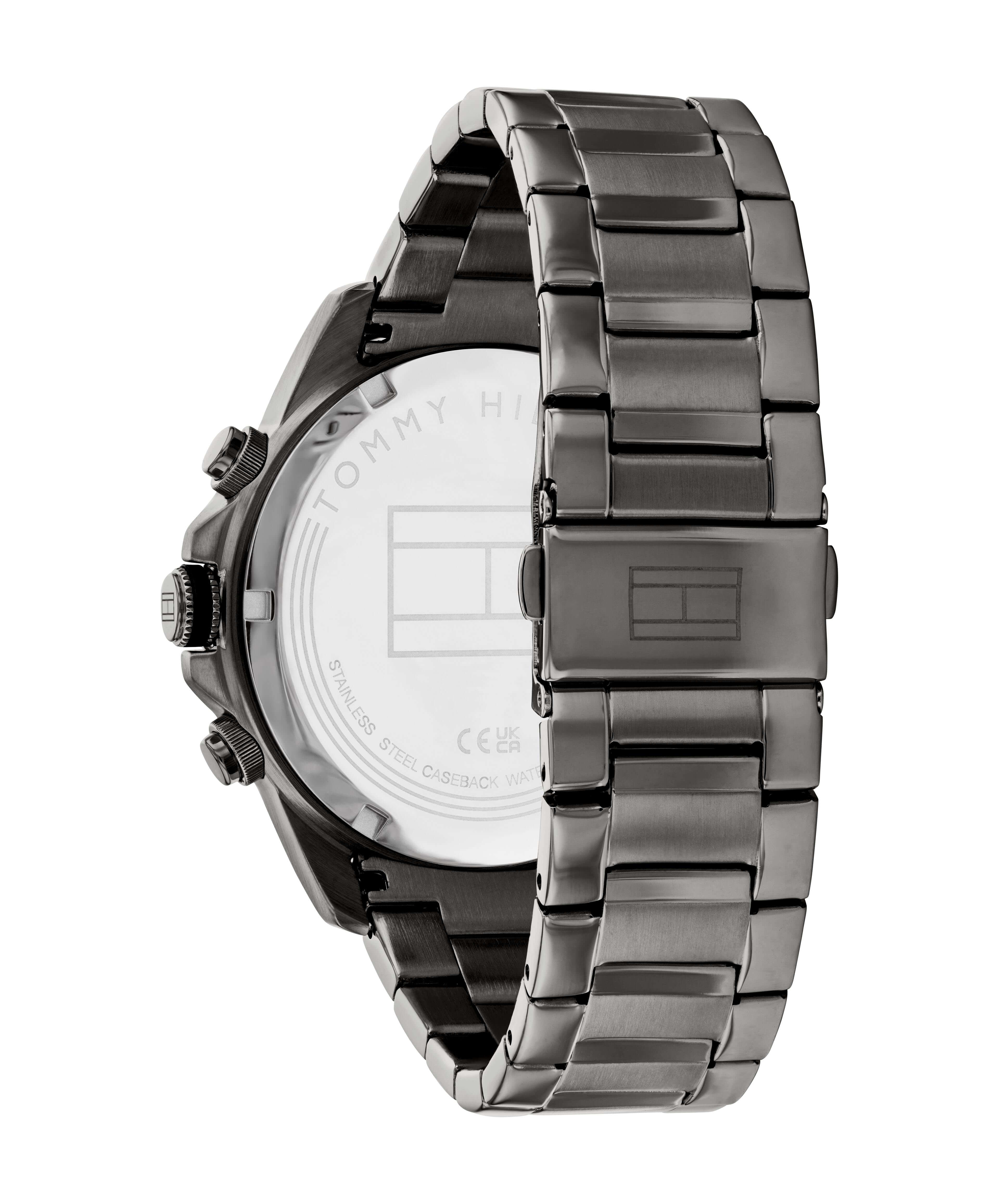Gunmetal Grey IP Two Tone Bezel Bracelet Gents Watch