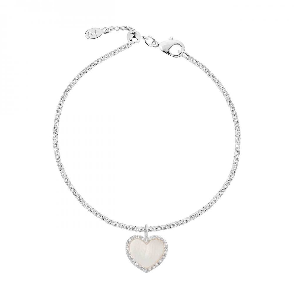 Pearlina | Silver | Mother Of Pearl Heart | Bracelet | 19cm Total Length