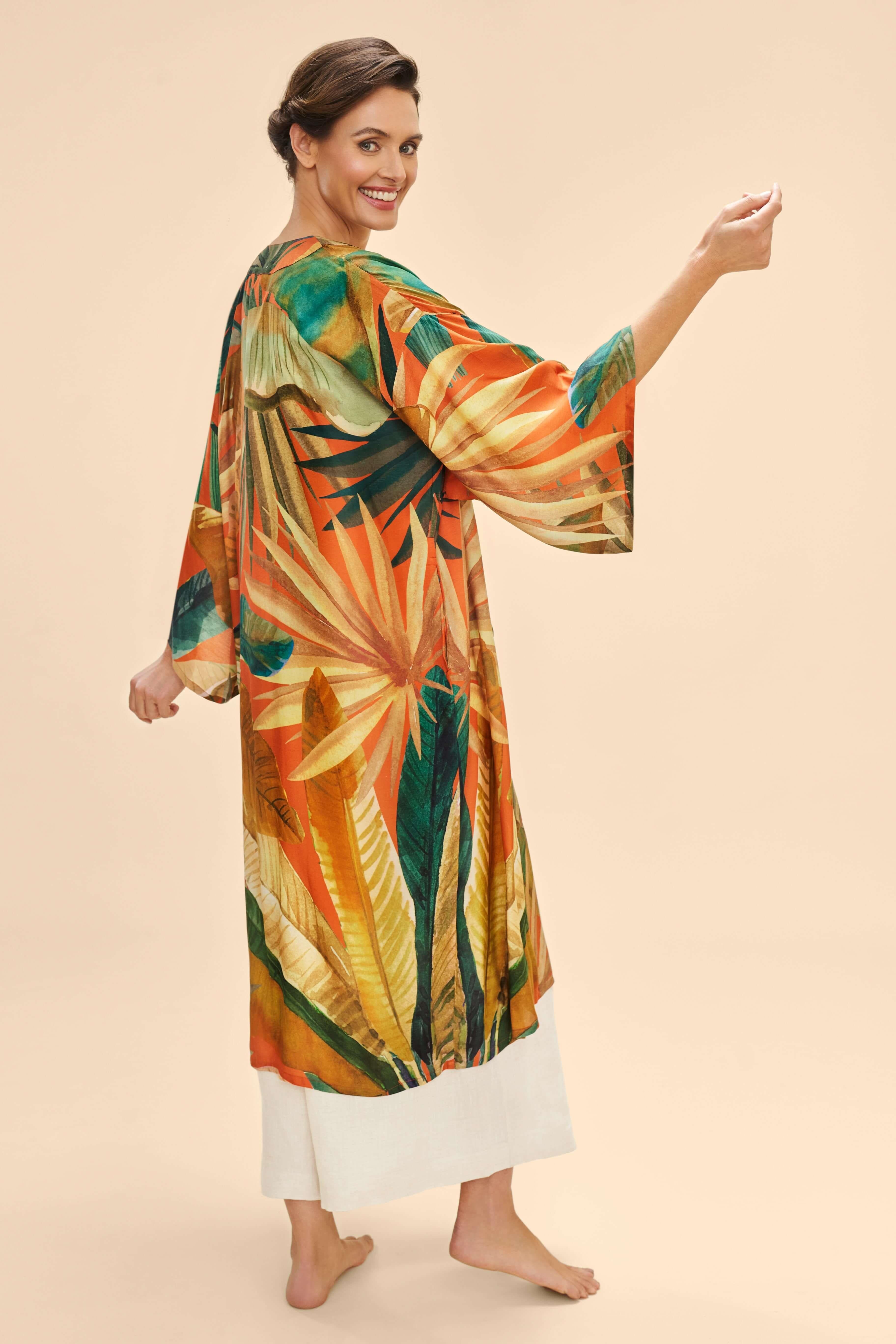 Painted Palms Kimono Gown