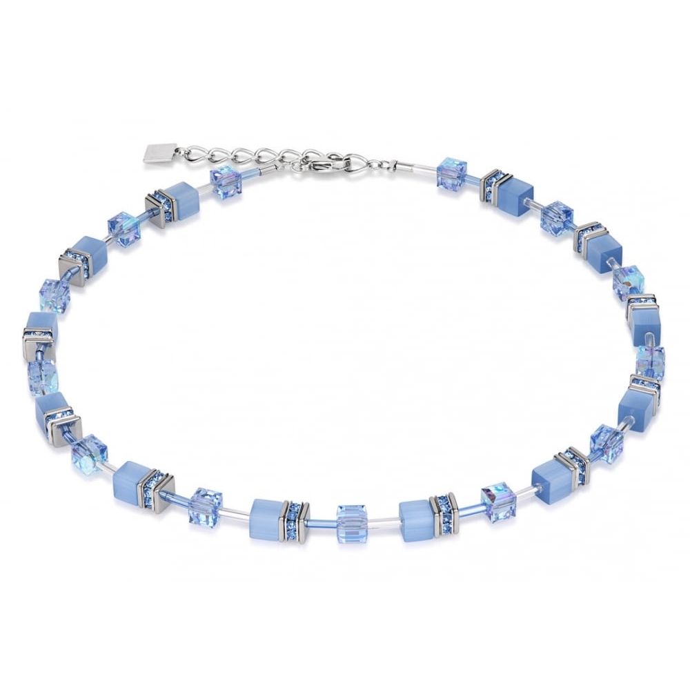 Ladies' Light Blue Tiger's Eye Necklace Featuring Swarovski Elements