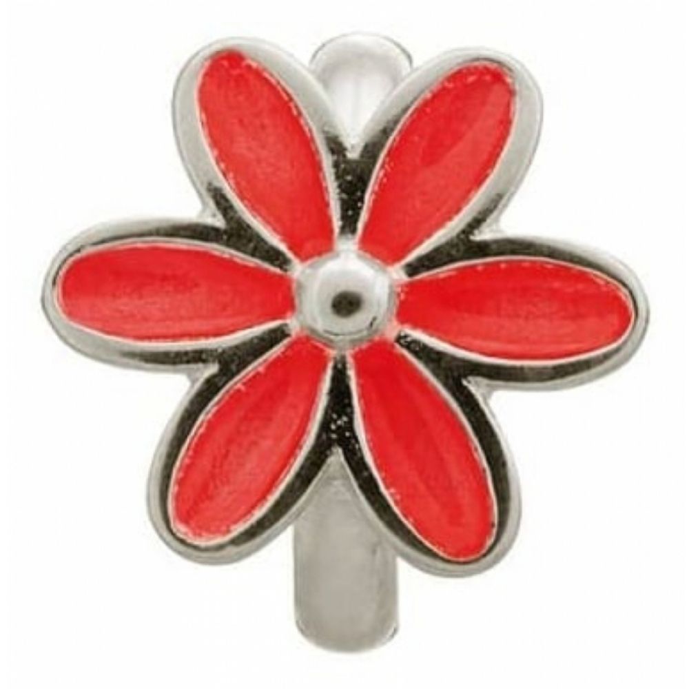 Red Flower Sterling Silver Charm