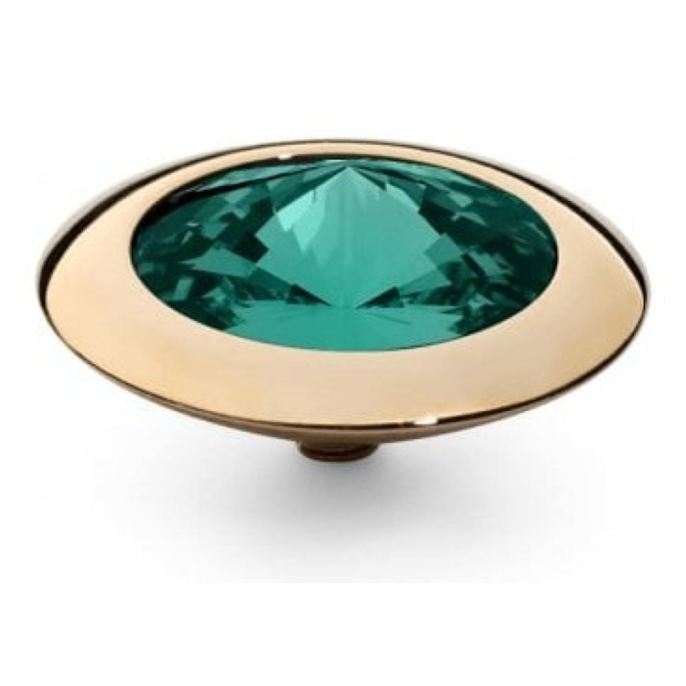 Famosa Gold 16mm Tondo Ring Top Emerald