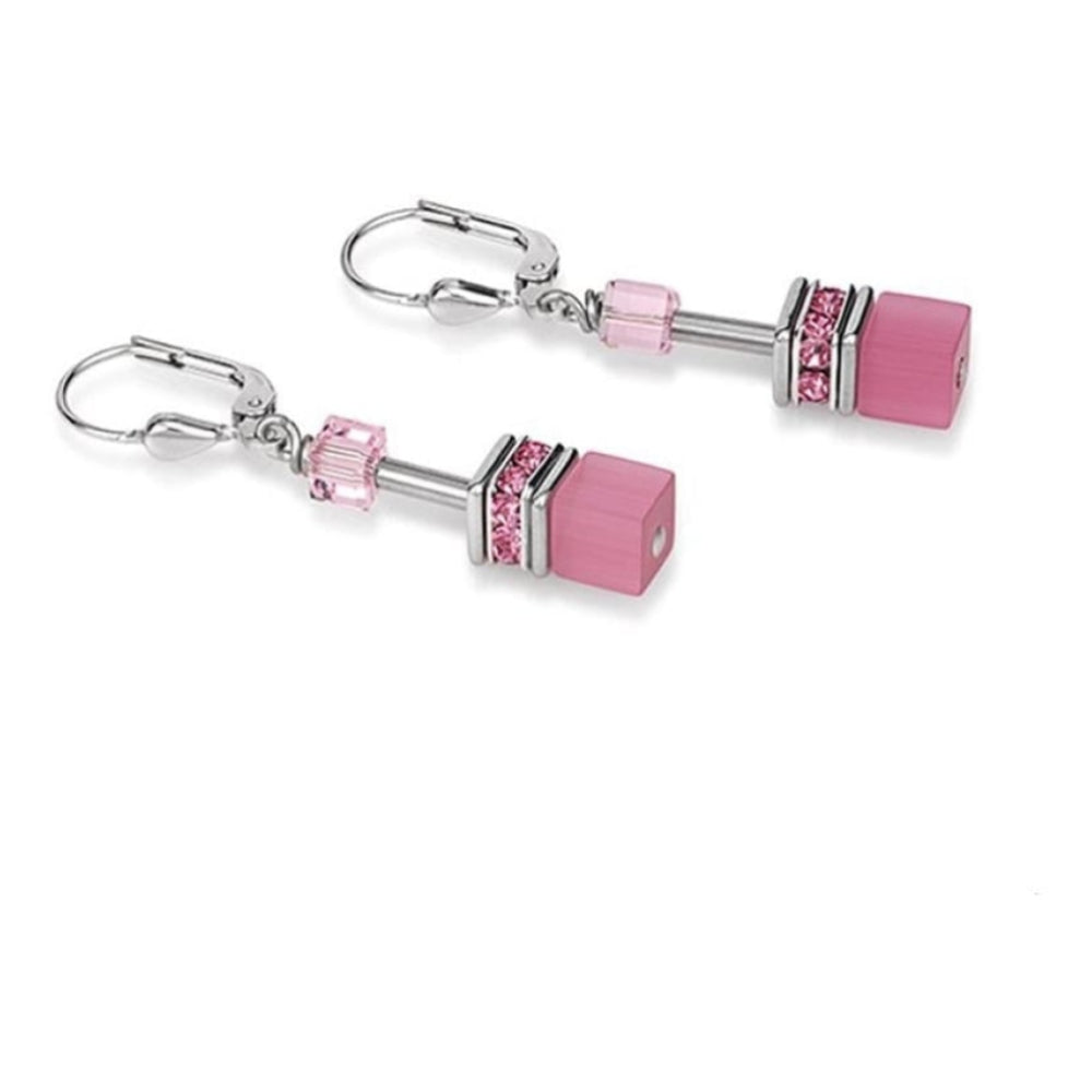 Ladies Geo Cube Rose Earrings