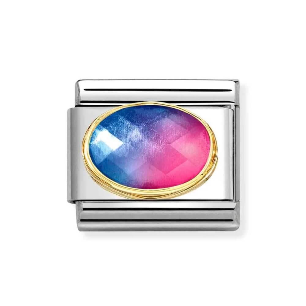 Composable Classic Link Two Tone Blue & Fuchsia CZ In 18K Gold