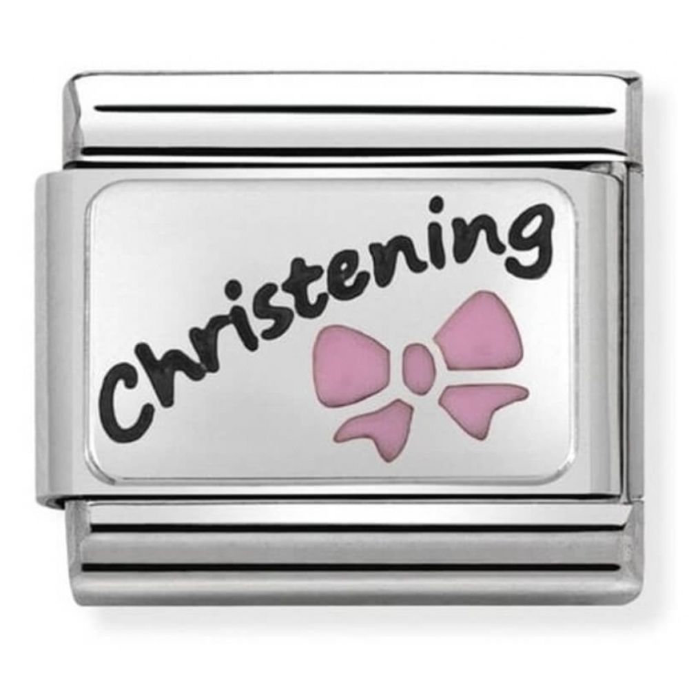 Composable Classic Pink Christening Stainless Steel Charm
