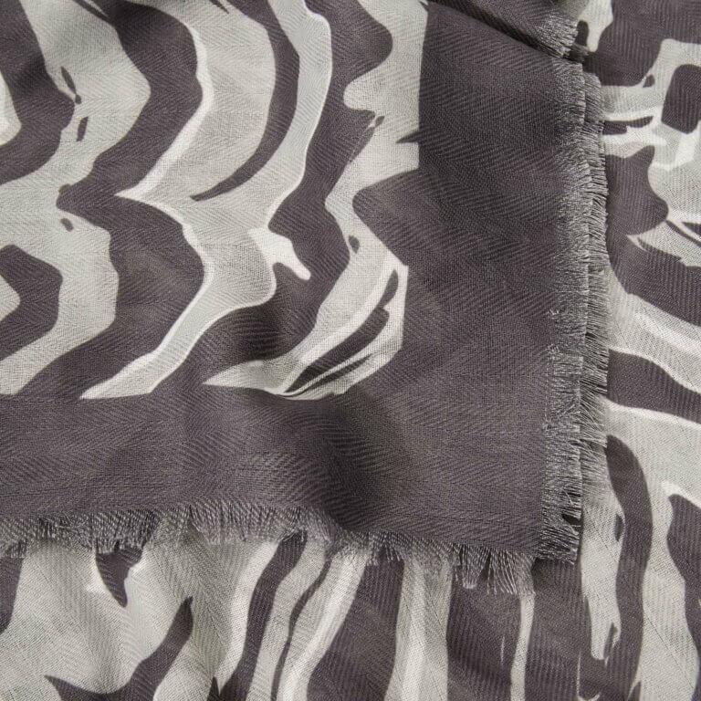 Zebra Scarf | Charcoal/Pale Grey | 184cm X 86cm