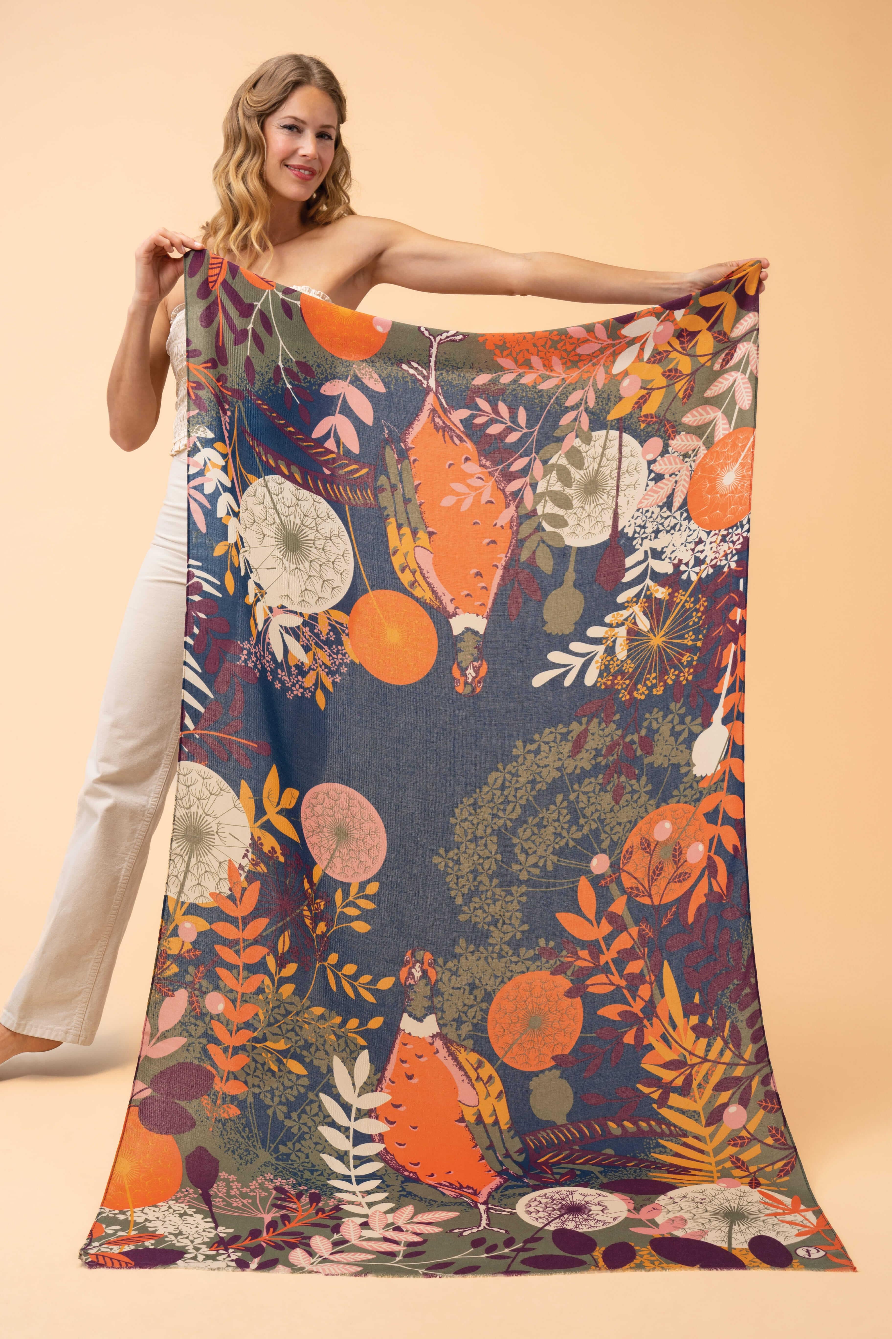 Pheasant Amongst Foliage Print Scarf