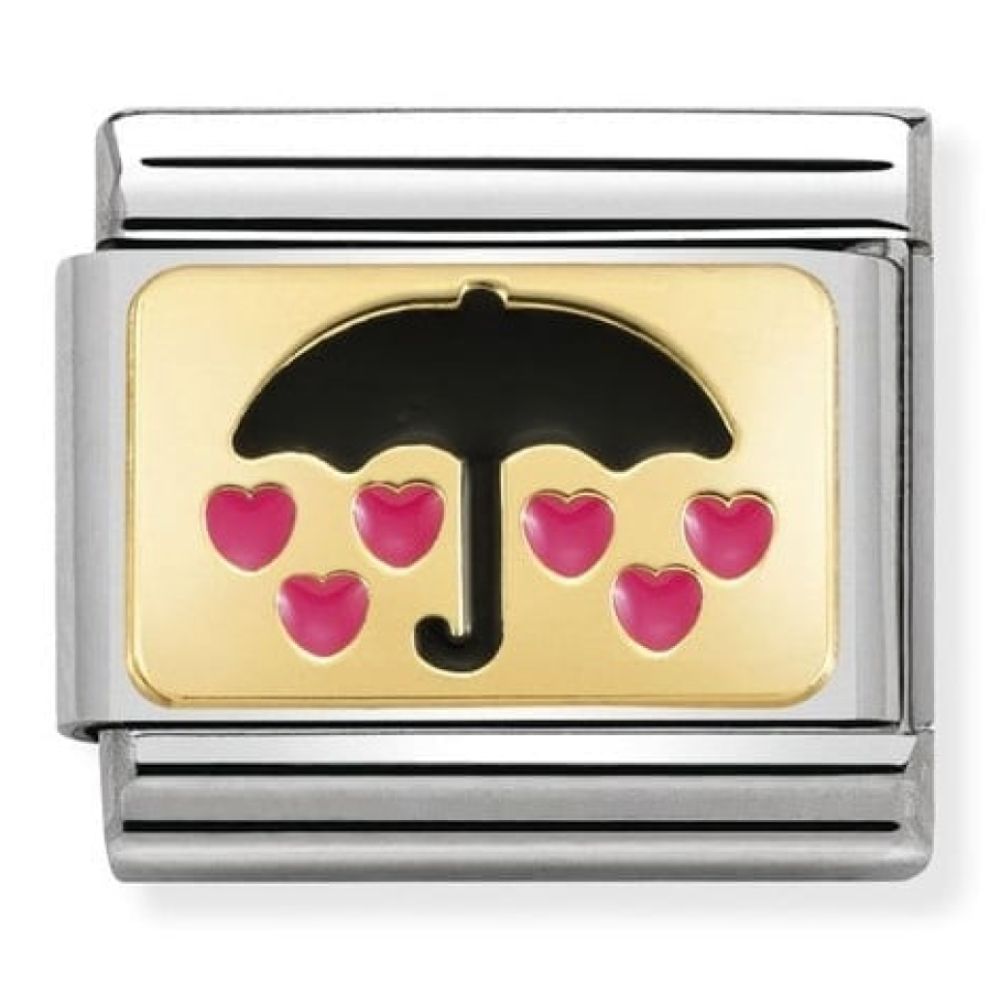 Classic Gold Umbrella Hearts Black